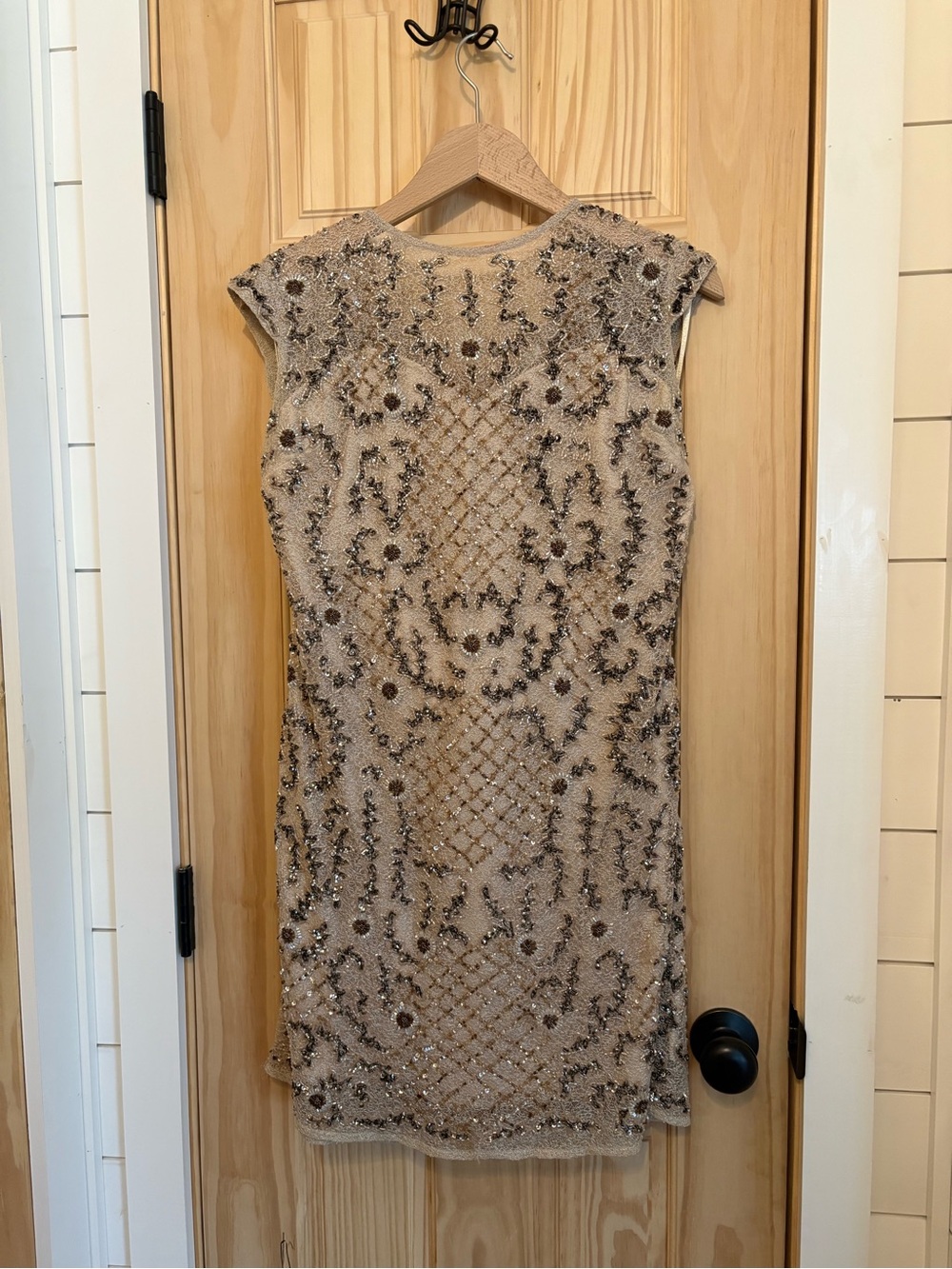 VENUS Beaded Midi Dress in Champagne Taupe